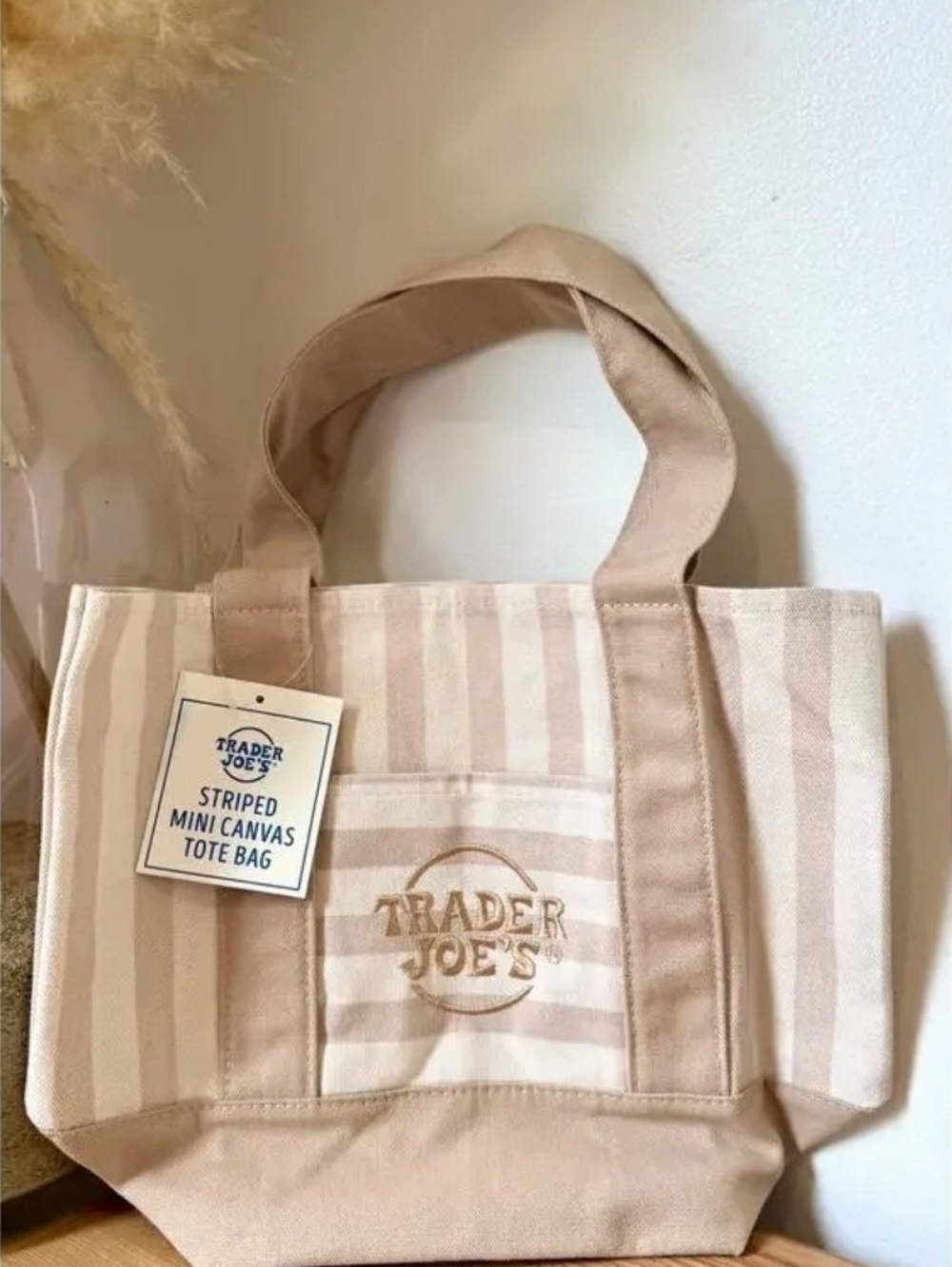 LAST SET! Trader Joe's Striped Mini Canvas Totes- Pastel Stripe- Limited Edition - Picture 9 of 11